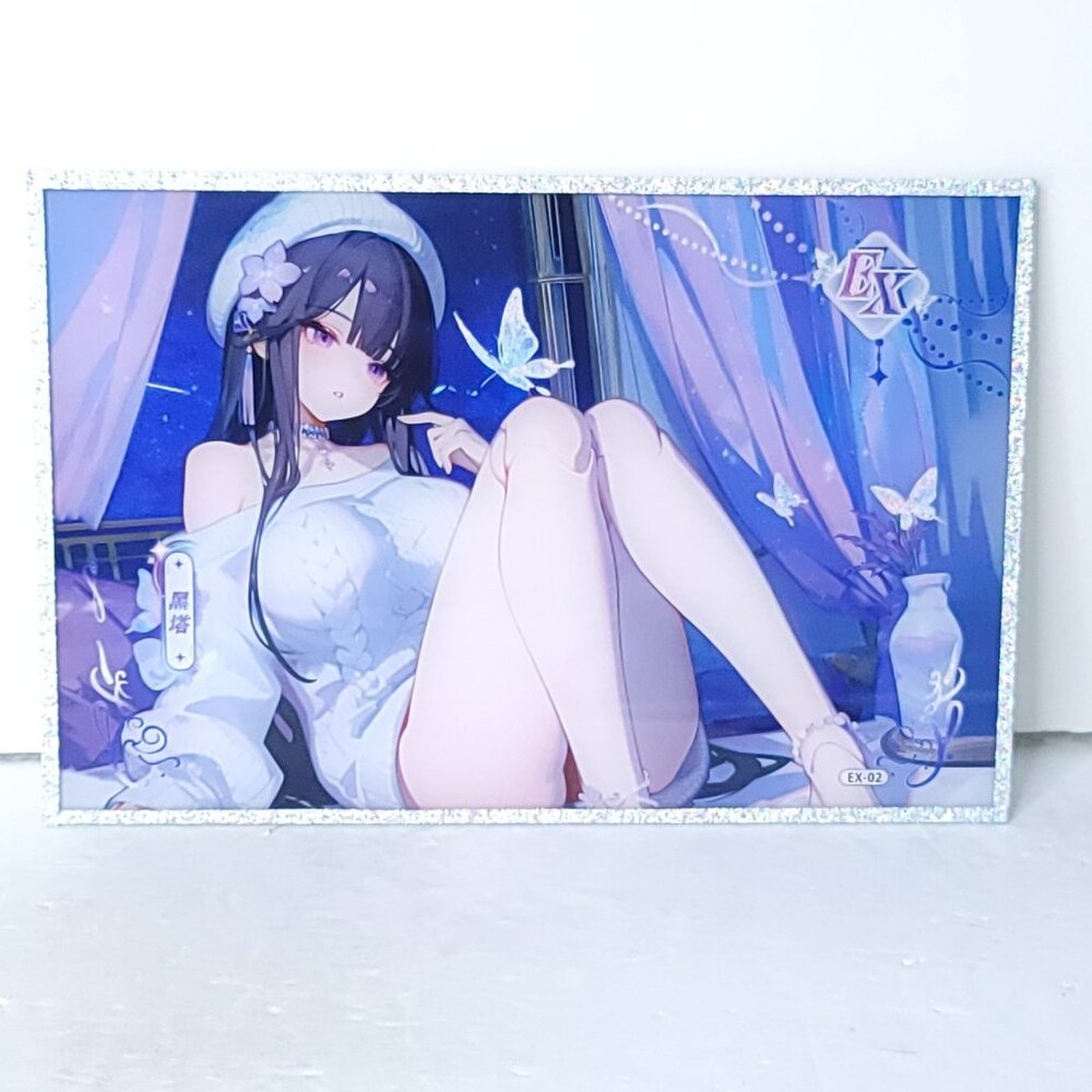 Raiden Waifu Card Anime Silver Glitter Girl Wall Art Oversized Board A5